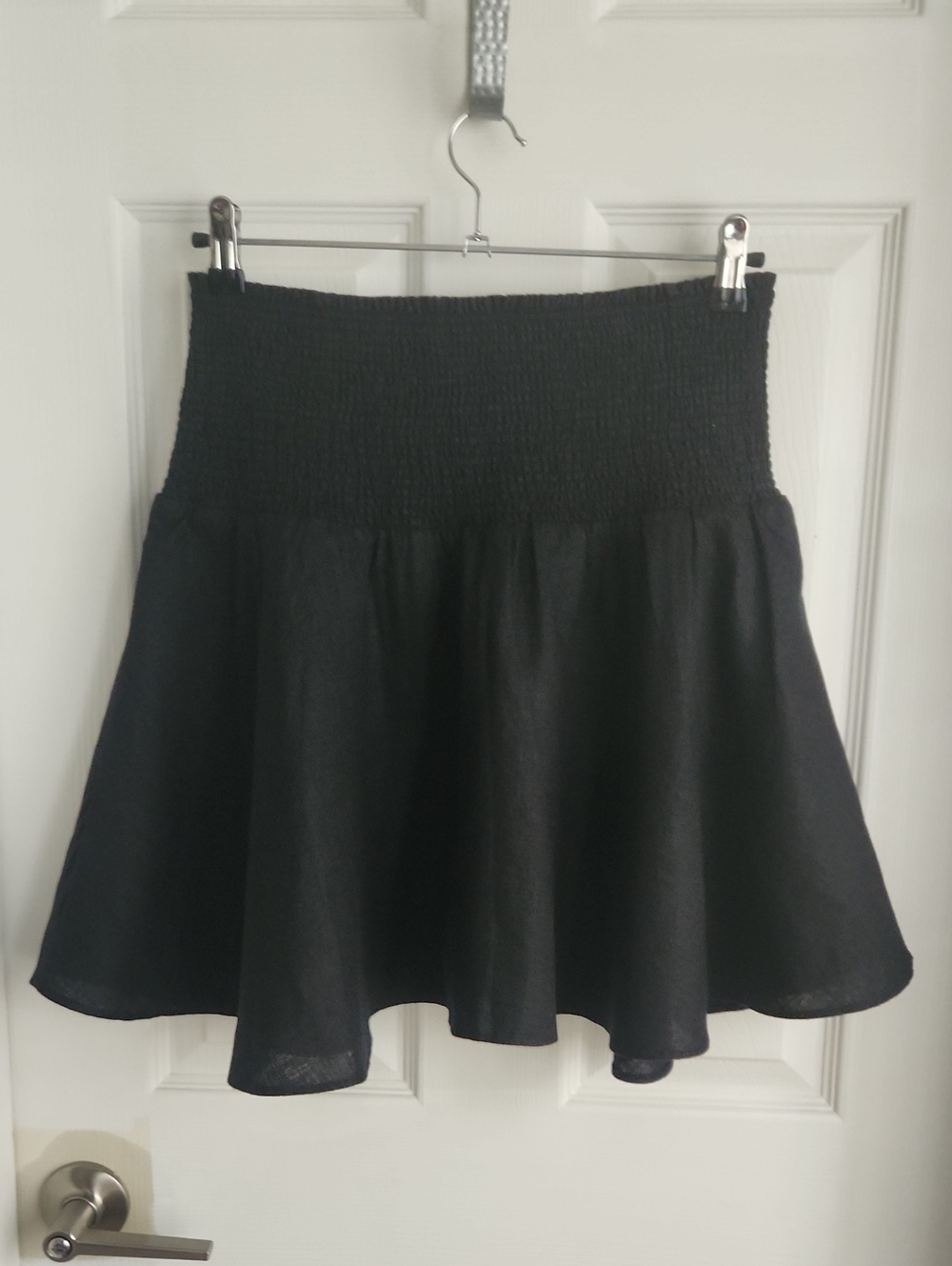 J. Crew Black Smocked Linen Skirt